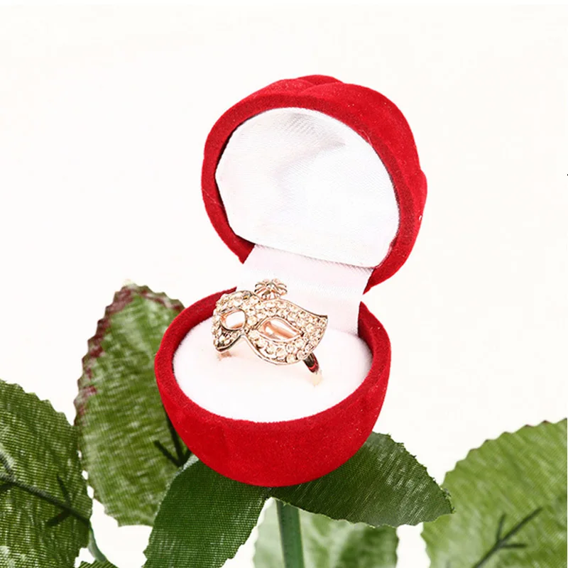 Hot sale Rose Shape Marriage Ring Box Jewelry Storage Organizer Packaging Present Holder Jewellery Display Earring Show Stand