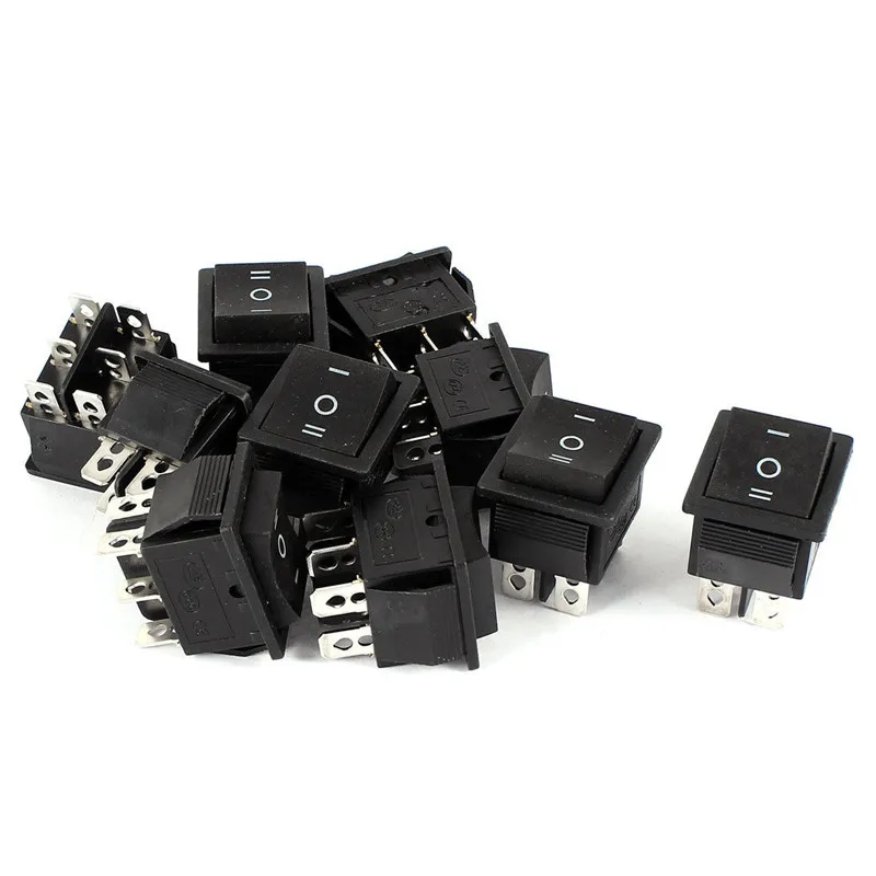 

50 Pieces AC 250V 15A 125V 20A 6Pin DPDT ON/OFF/ON 3Position Rocker Switch Black