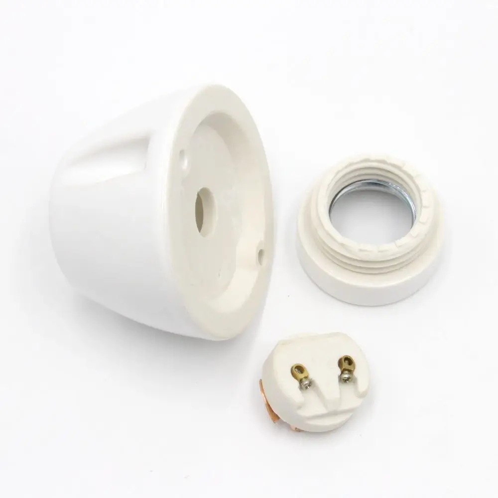 E27 Ceramic Lamp Holder Porcelain Ceiling Light Socket Wall Lamp Socket Fittings Bulb Holder