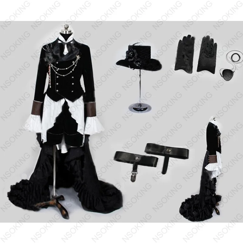 Cos Anime Cosplay Traje, Ciel Party Dress, Conjunto completo personalizado