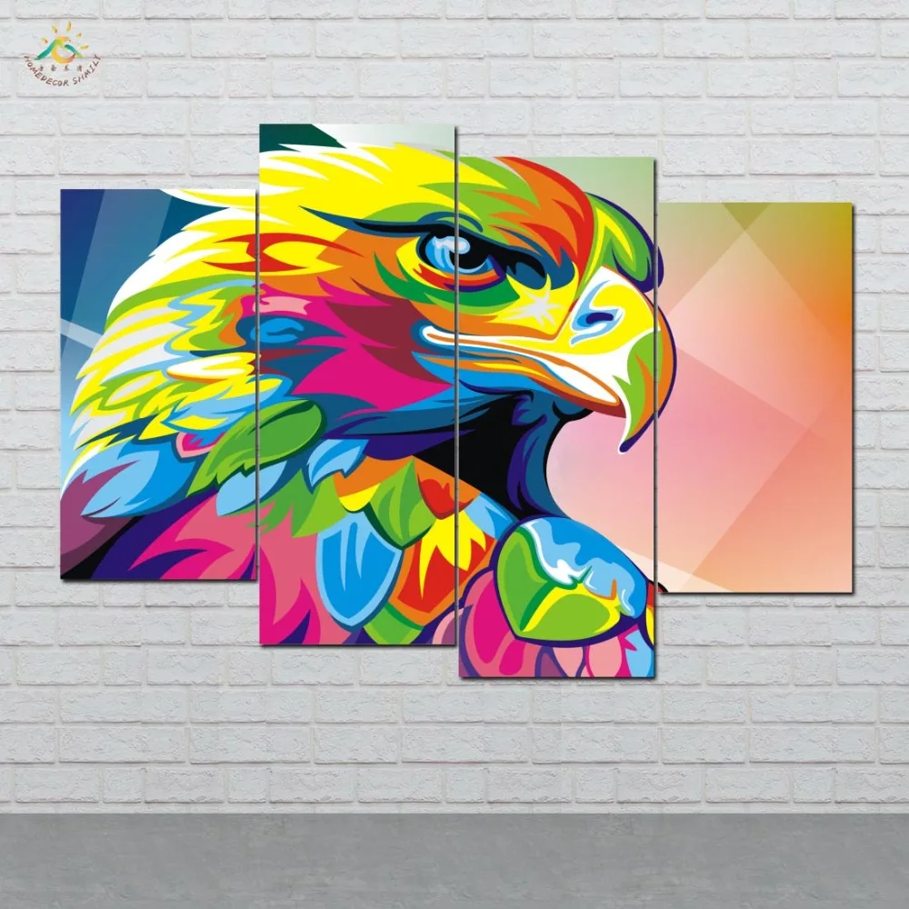 

Colorful Abstract Eagle Picture And Poster Canvas Painting Modern Wall Art Print Art Wall Pictures For Living Room 4 PIECES