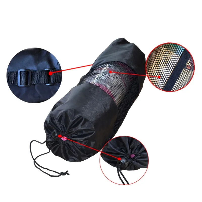 66 * 22cm Yoga Mat Bag Convenience Black Portable Case Nylon Pilates Carrier Mesh Adjustable Strap Yoga Tool (mat not including)