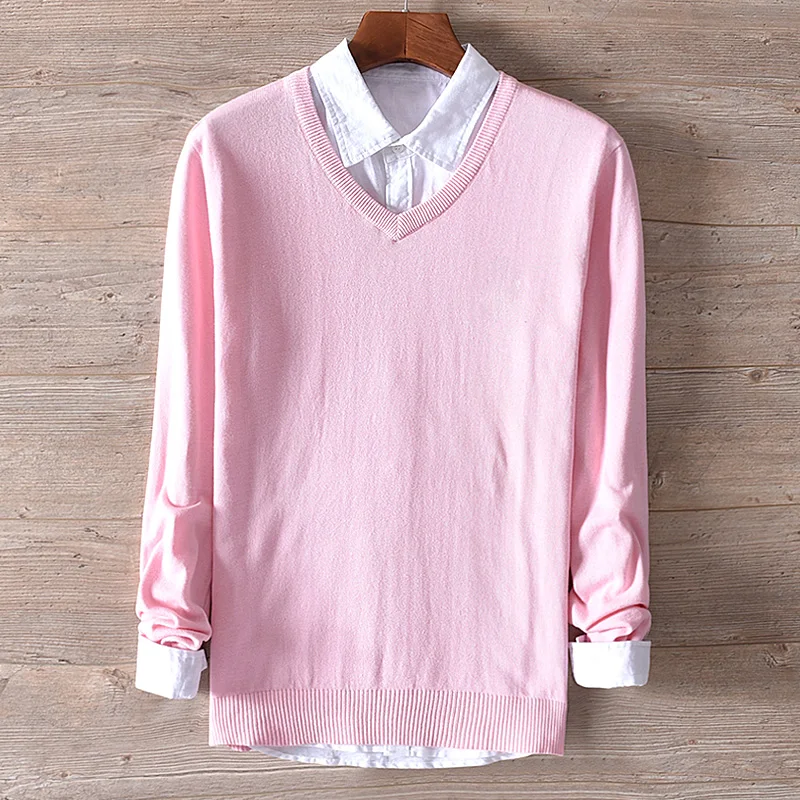 

Suehaiwe's brand Autumn and winter new men's v-neck swearters trend cotton slim knitted sweater men solid fashion chandail trui