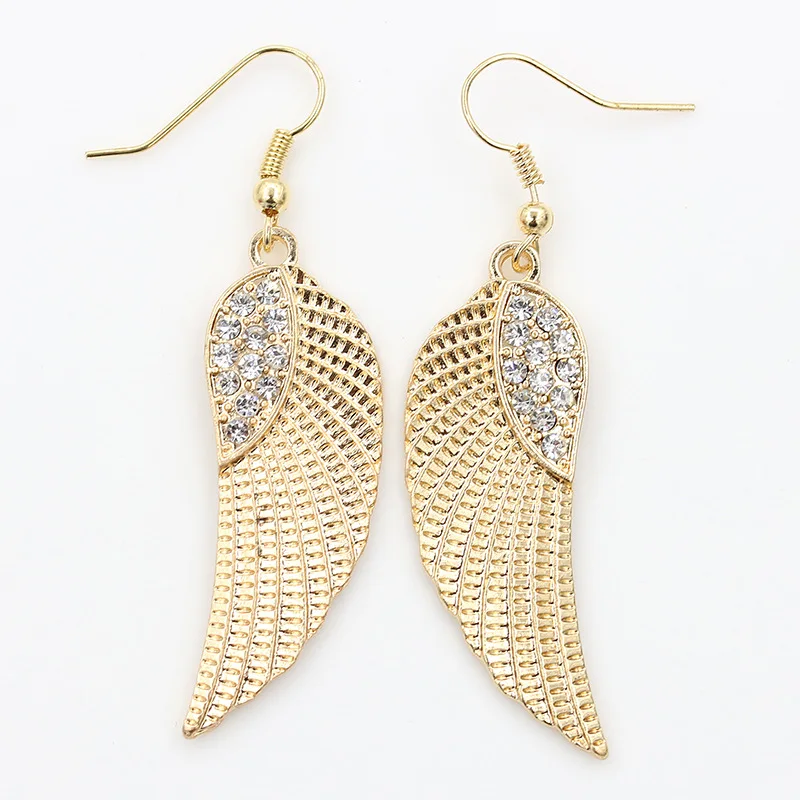 JIOFREE Fashion Angel Rhinestone Wings Clip on Earring No Pierced For Women Ear Charm Earrings Statement Earrings