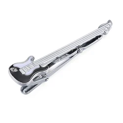 High-end men's brand ties with silvery music violin tie clips Fashion Wedding Shirt Tie Pin classic music design style