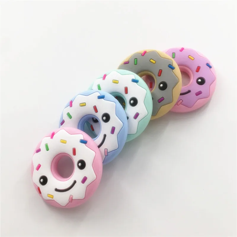 

Chengkai 5PCS BPA Free Silicone Donut Teether DIY Baby Shower Pacifier Dummy Pendant Nursing Jewelry Crafts Toy Accessories