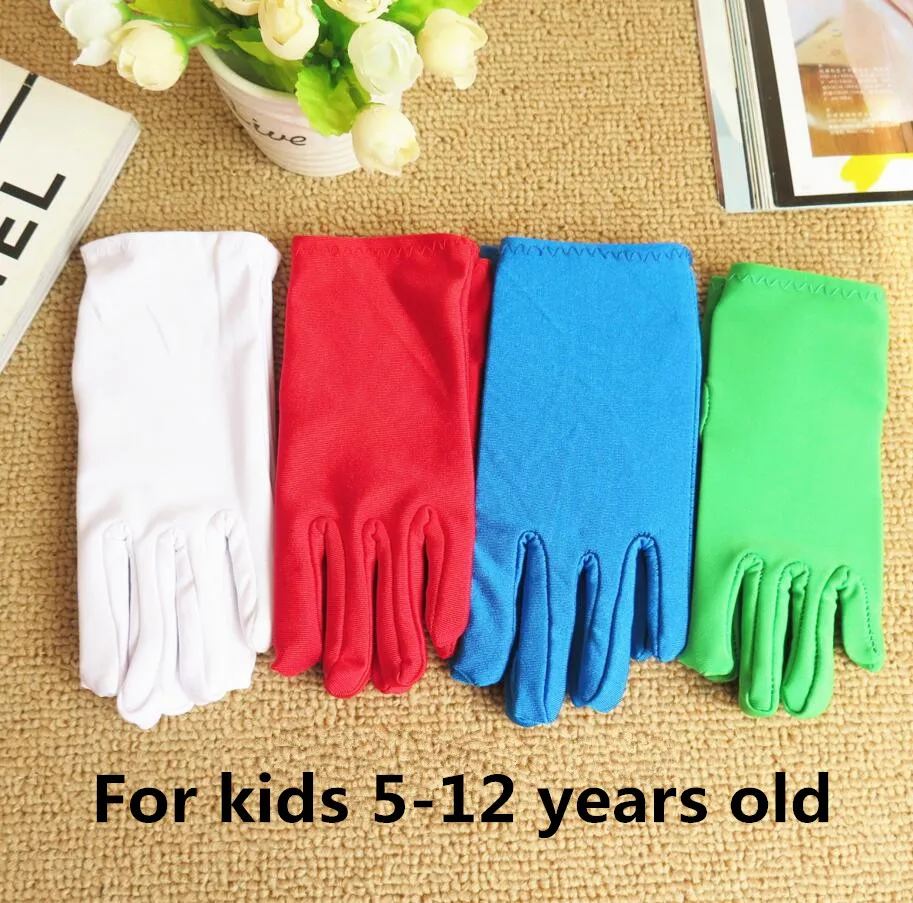 New arrival children's Thin elastic etiquette gloves child boy and girls white performance gloves kids gloves 4 COLORS R1594