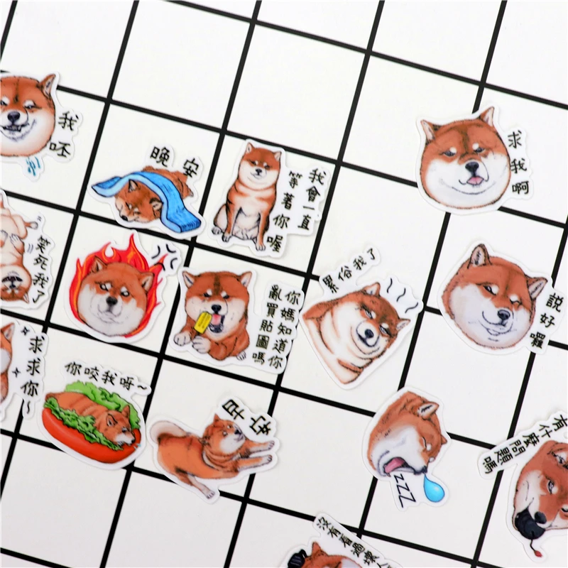 40 buah stiker anjing Shiba Inu kartun lucu kreatif/stiker cantik/stiker dekoratif/album foto kerajinan DIY