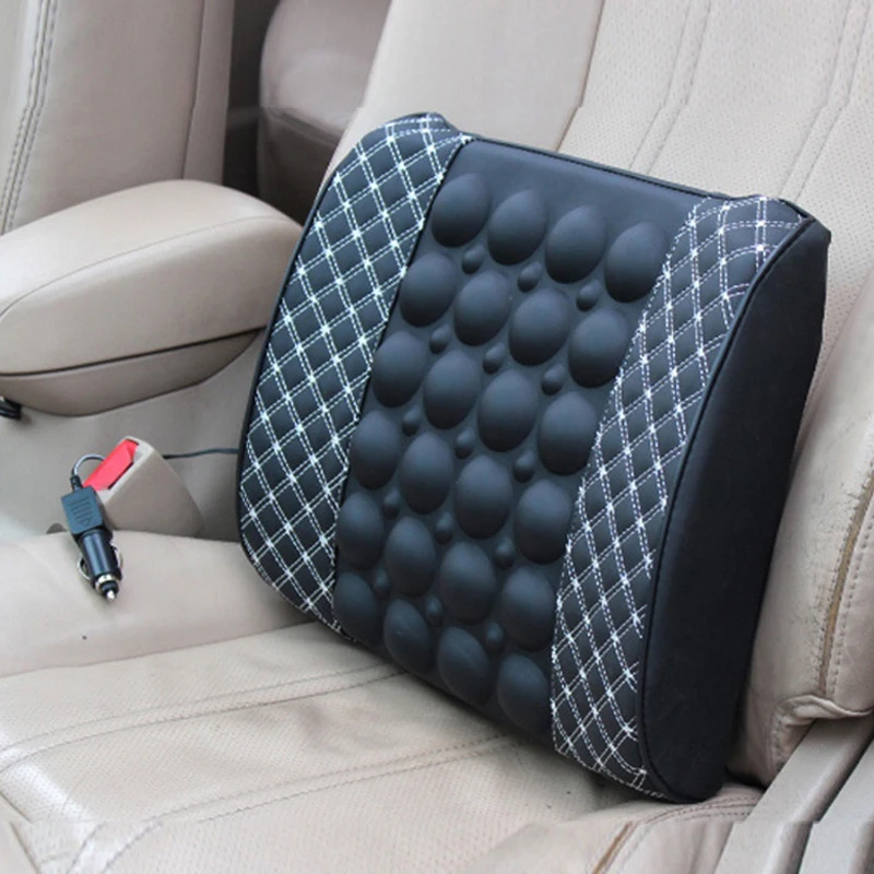 Car Electric Massage Lumbar Cushion Back Relaxation Travel Pillow Office Car Seat Back Waist Support Pain Relief Pad