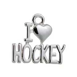 ICE Hockey Players Jewelry Fashion Metal Alloy Sport Message Inspire I Love Hockey Charms Pendants