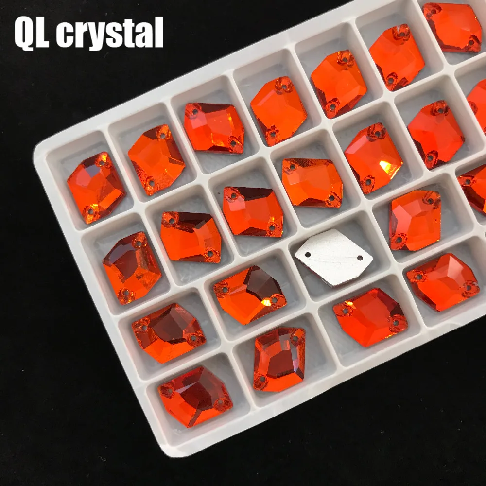 ALL Size Orange Red  Special-shaped Sew on Crystal Rhinestone Flatback for wedding Dress DIY clothes shoes bags accessories