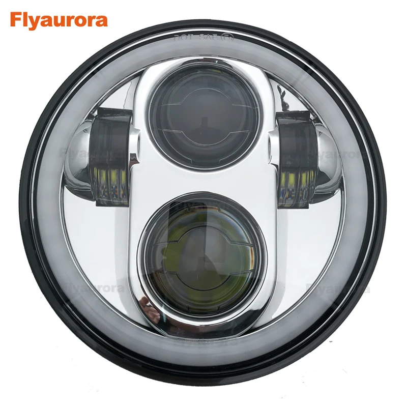 Flyaurora 5.75inch LED DRL Headlights with Halo Ring Angle Eye Headlamps for Triumph Rocket iii 3 & Speed Triple & Street Triple