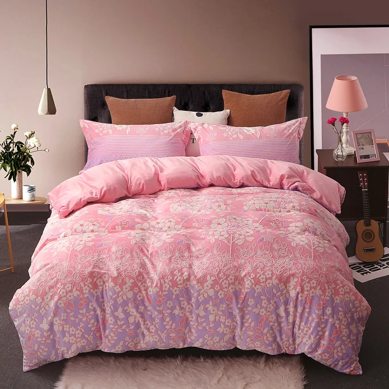 2018 3D High quality and simple printed bedding set Flannel and Coral fleece bed linen duvet cover sets