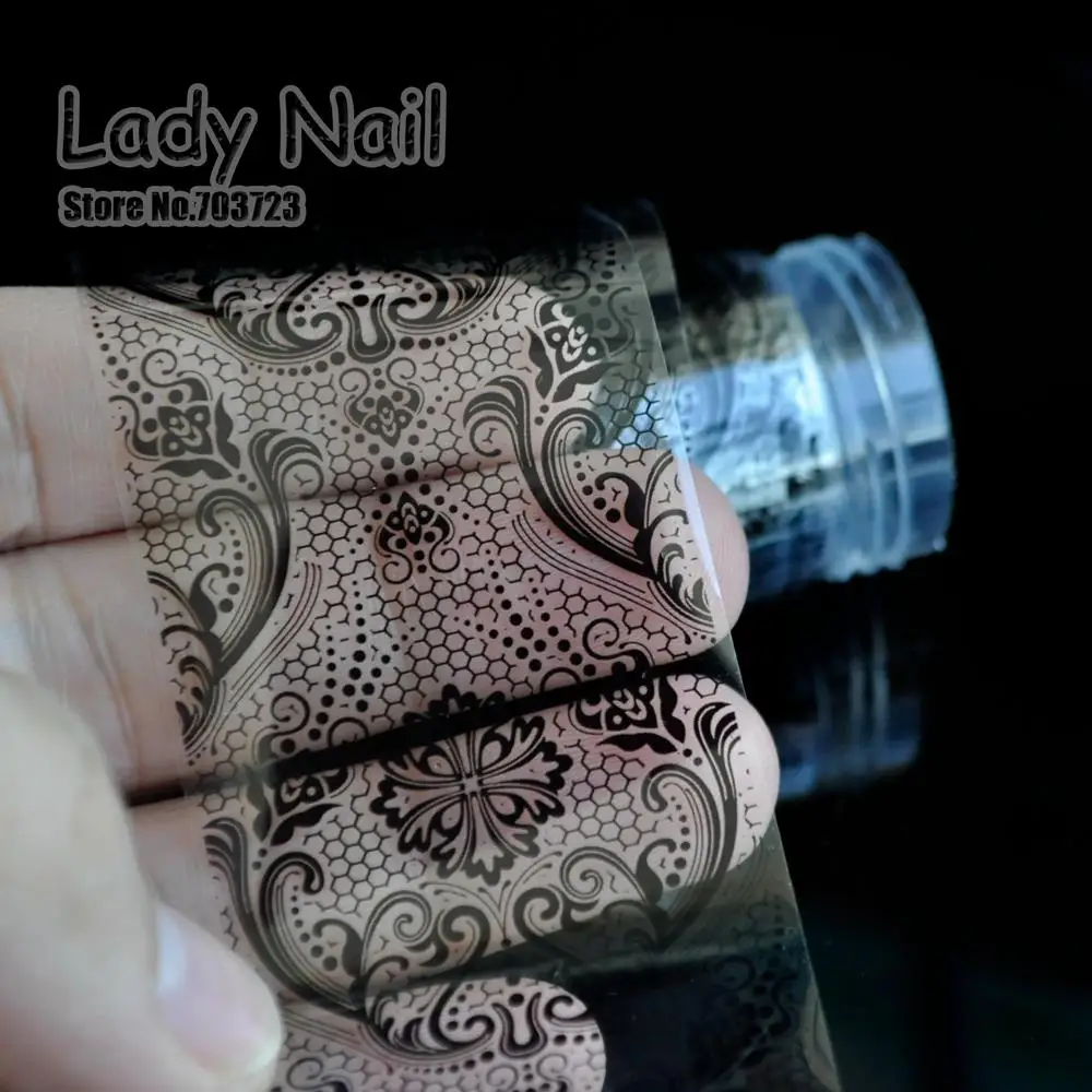 Nail Transfer Foils DIY Foil Polish Nail Stickers Black Lace Honeycomb Abstract Nail Tool Glue Polish DIY Manicure Tools 212