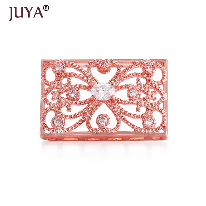 As descobertas de jóias de luxo componentes forma quadrada flor patten espaçador charme conectores para diy frisado pulseira colar peças