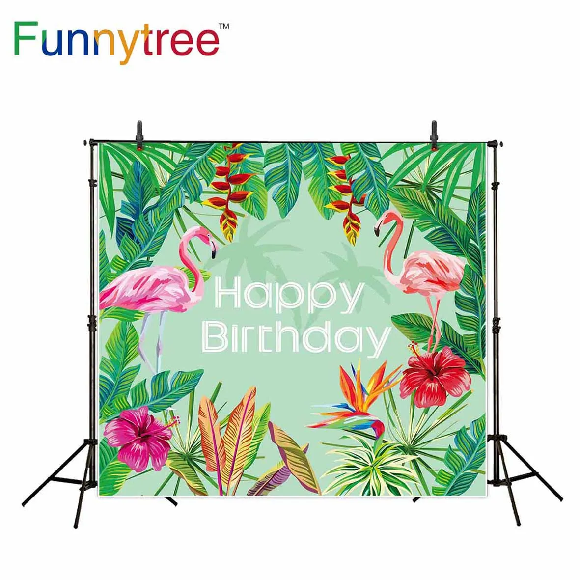 

Funnytree studio backgrounds photography flamingo tropical leaves flower birthday professional backdrop photo prop photobooth