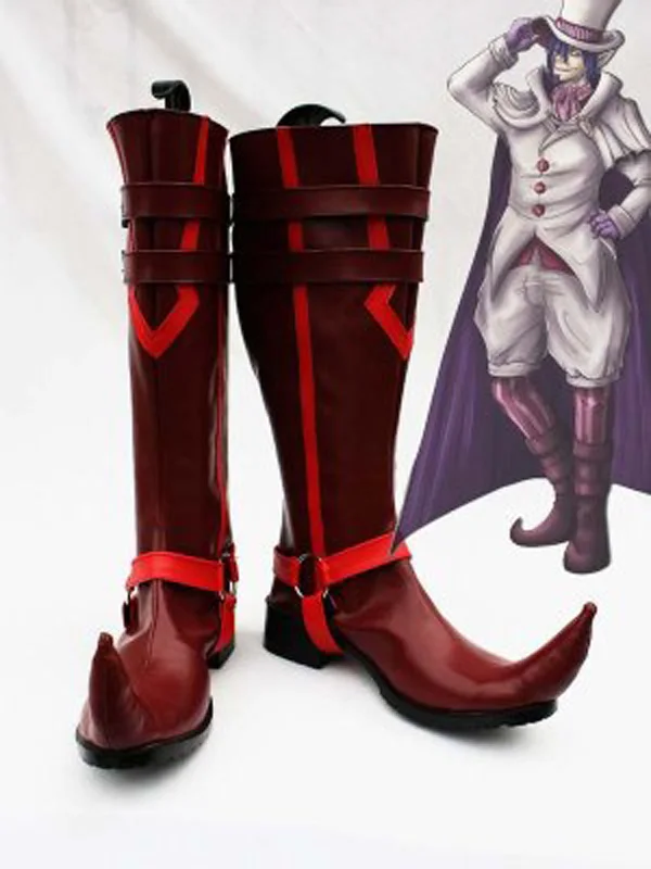 Blue Exorcist  Ao no Exorcist Mephisto Pheles Red Cosplay Shoes Boots For Adult Men's Halloween Party Cosplay Boots Custom Made