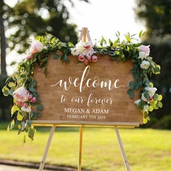 Welcome to Our Forever Personalized Decal Rustic Wedding Decoration , Wedding Welcome Sign Custom Name and Date Vinyl Sticker