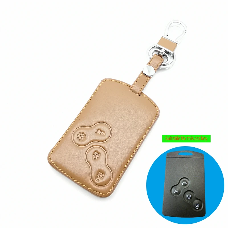 4 Button Car Leather Key Cover Protector Holder for Renault Clio Megane Logan 2 3 Scenic Koleos Card Keychain Case
