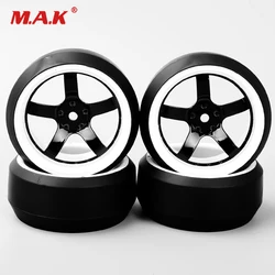 4Pcs/Set 6mm Offset 12mm Hex Drift Tires Wheel Rim fit 1:10 Scale HPI HSP On-Road Racing Car Model Accessories