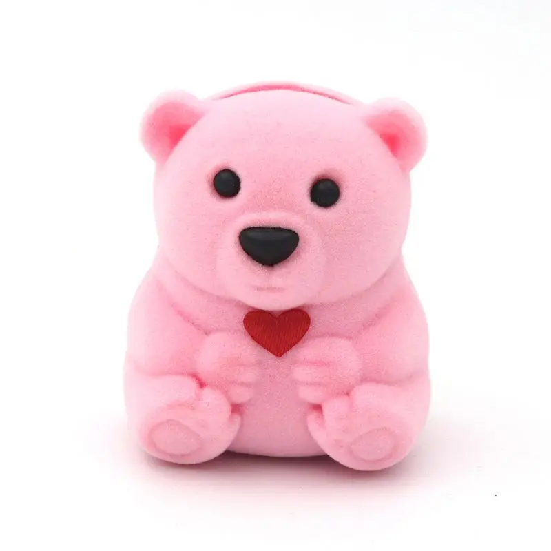 1 Piece Velvet Bear Stand For Earrings Ring Necklace Jewelry Packaging Gift Box Wedding Engagement Display Holder Wholesale