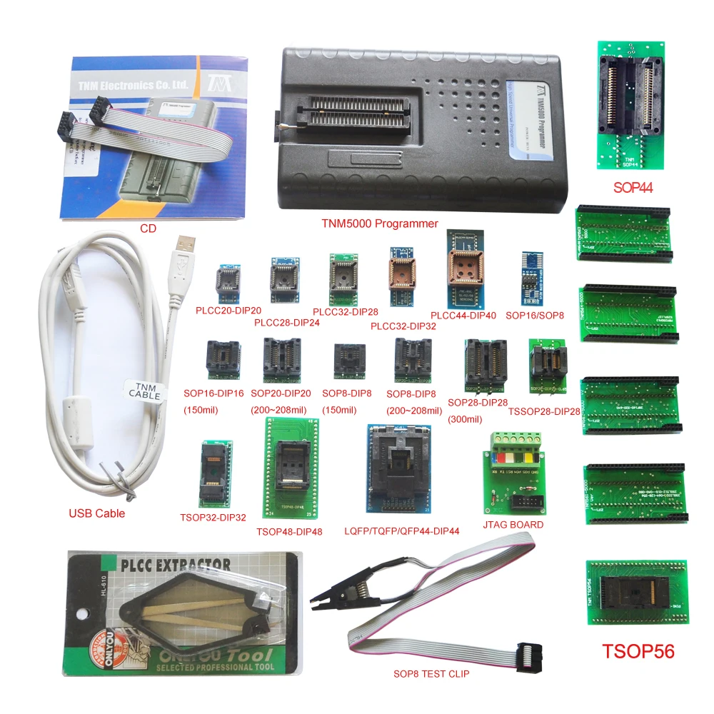 

2020 New TNM5000 EEPROM Universal Programmer recorder+18pc adapter for NAND flash/EPROM/MCU/PLD/FPGA/ISP/JTAG,Support K9GAG08U0E