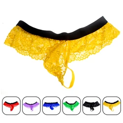 Men Lingerie Panties Lace See-through Bulge Pouch  Bikini String Homme Underwear Gay Sissy Mens Underpants  jockstrap  thong