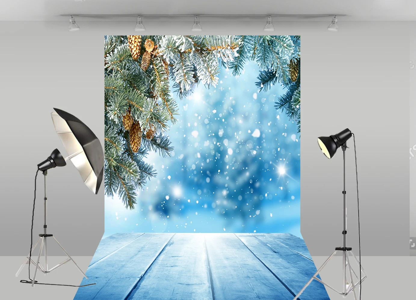 خلفية زرقاء للتصوير الفوتوغرافي في الكريسماس ، ديكور حفلات الكريسماس للأطفال ، خلفية غابة في الهواء الطلق ، لكابينة استوديو الصور B94
