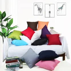 Solid Colorful 100% Cotton Thin Twill Khaki Throw Pillow Case Hotel Chair Cushion Cover For Sofa Home Decor 45x45 40x40 50 60 70