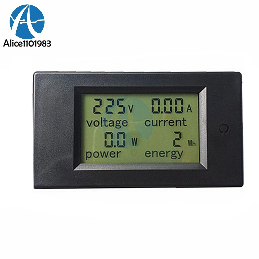 AC 80-260V 20A Digital LCD Voltmeter Ammeter Panel Power Energy Meter Blue Backlight Dual Measuring AC Voltage Current Max