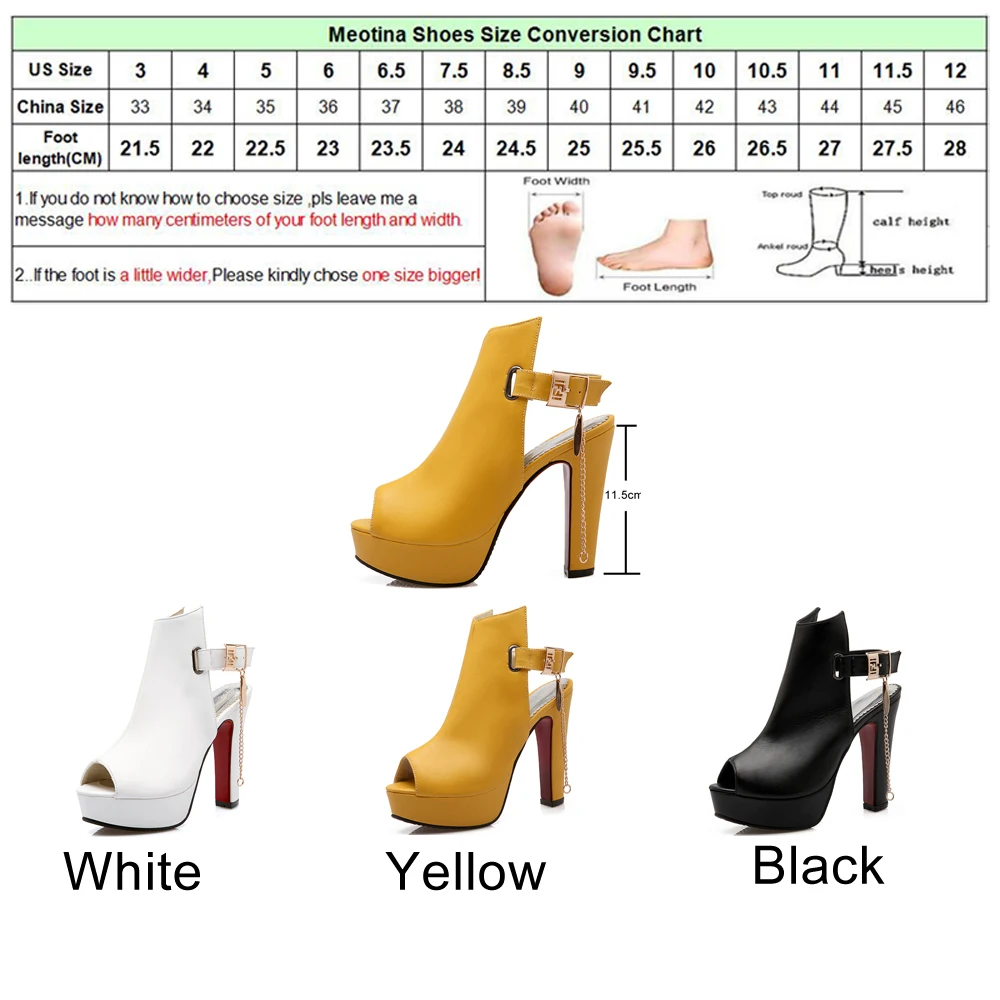 Meotina Shoes Women High Heels Pumps Spring Peep Toe Gladiator Shoes Female Chains Sequined High Heels Platform Shoes Yellow 43