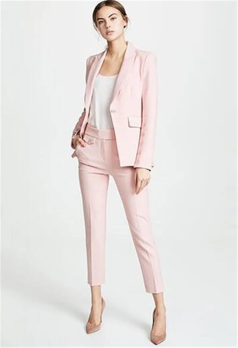 

Pink Women Busines Jacket+Pants Women Business Suits Womens Pantsuit Office Uniform Style Female Trouser Suit Custom Made