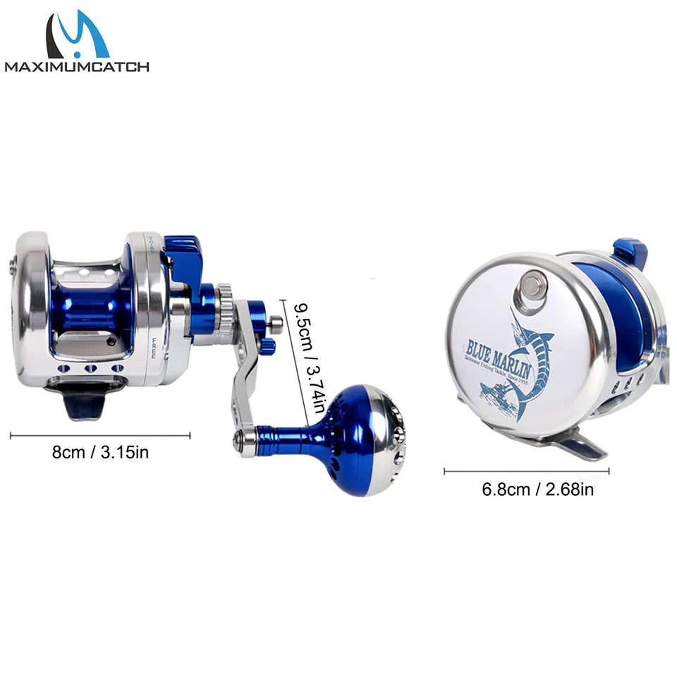 Maximumcatch 알루미늄 CNC 가공 트롤링 릴, 왼손 오른손 지깅 릴, 최대 드래그 10kg-19.5kg 낚시 릴