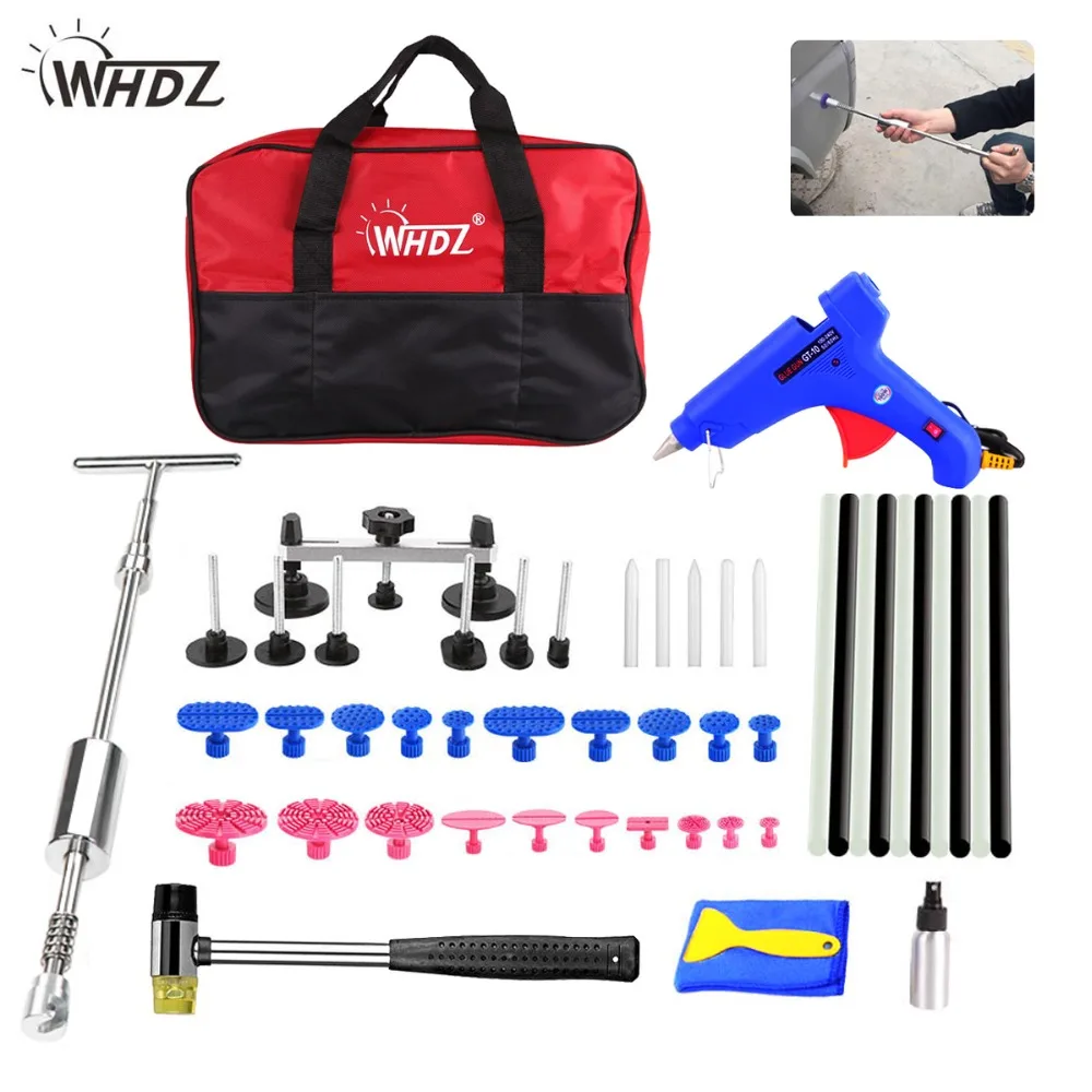 WHDZ Car Paintless Dent Removal Repair Tools 2in1Slide Hammer puller bridge glue gun glue sticks Tool Set For Car Dent