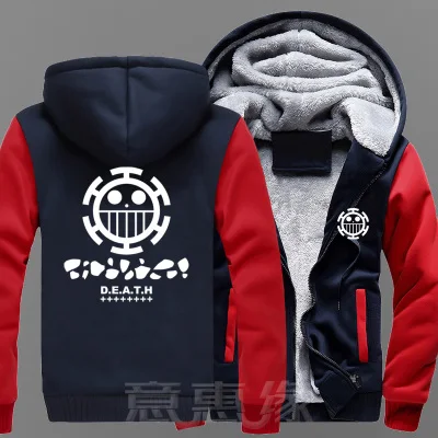 New Winter Jackets Coats Ace hoodie Anime Law Hooded Thick Zipper Men Sweatshirts custom made