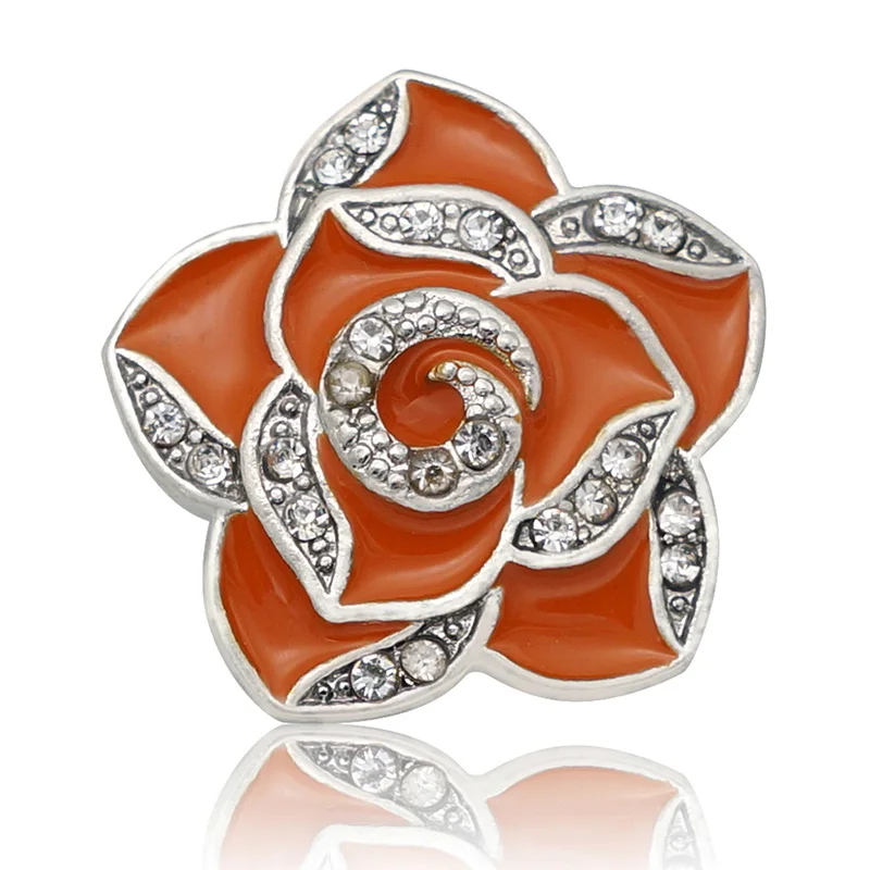 KZ3328 New Beauty Oil flower Rose Crystal 20mm snap buttons fit DIY 18mm snap jewelry fittings wholesale