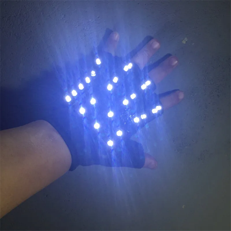 2018 LED Luminous Flashing Gloves Luminous Light Up Stage Performance Party Gloves For DJ Singer Dancewear