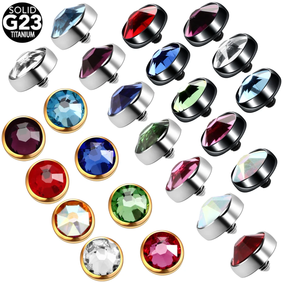 1PC Titanium Dermal Piercings Micro Dermal Anchor Threading Dermal Top Skin Diver Crystal Piercings Hide in Surface Body Jewelry