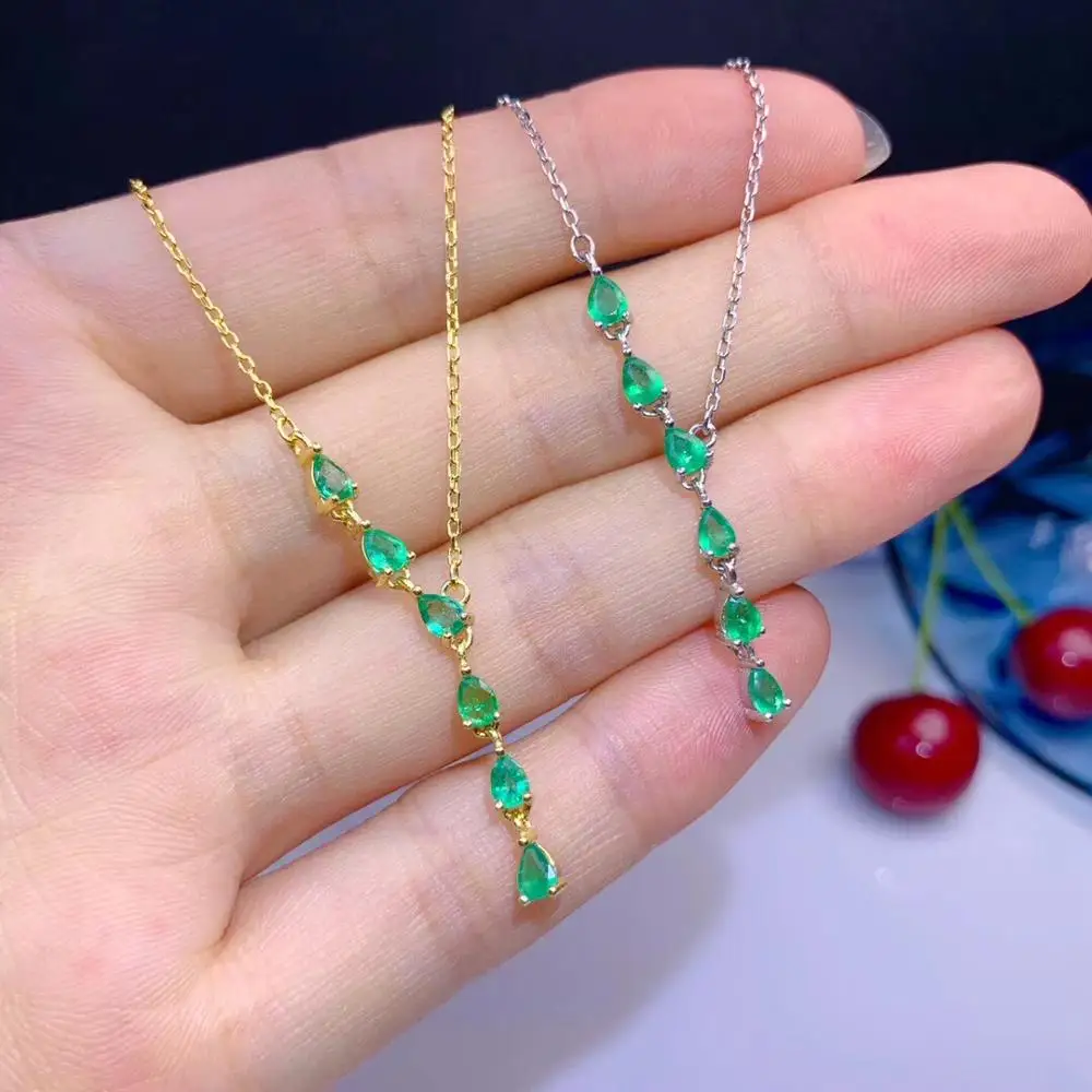 

Natural Emerald Necklace, Fine Emerald, Colombia. 925 Sterling silver professional jewelry supplier