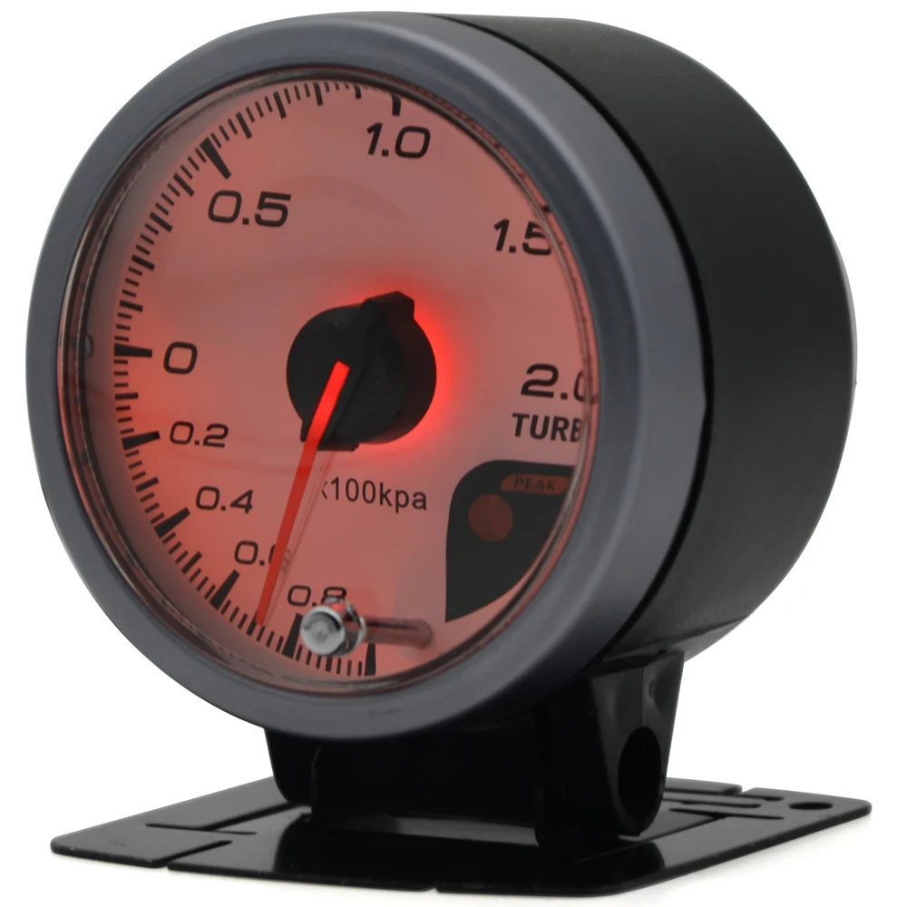 Dragon Gauge 60MM 2.0 BAR Boost Turbo Gauge White Face Dual Led Color Display