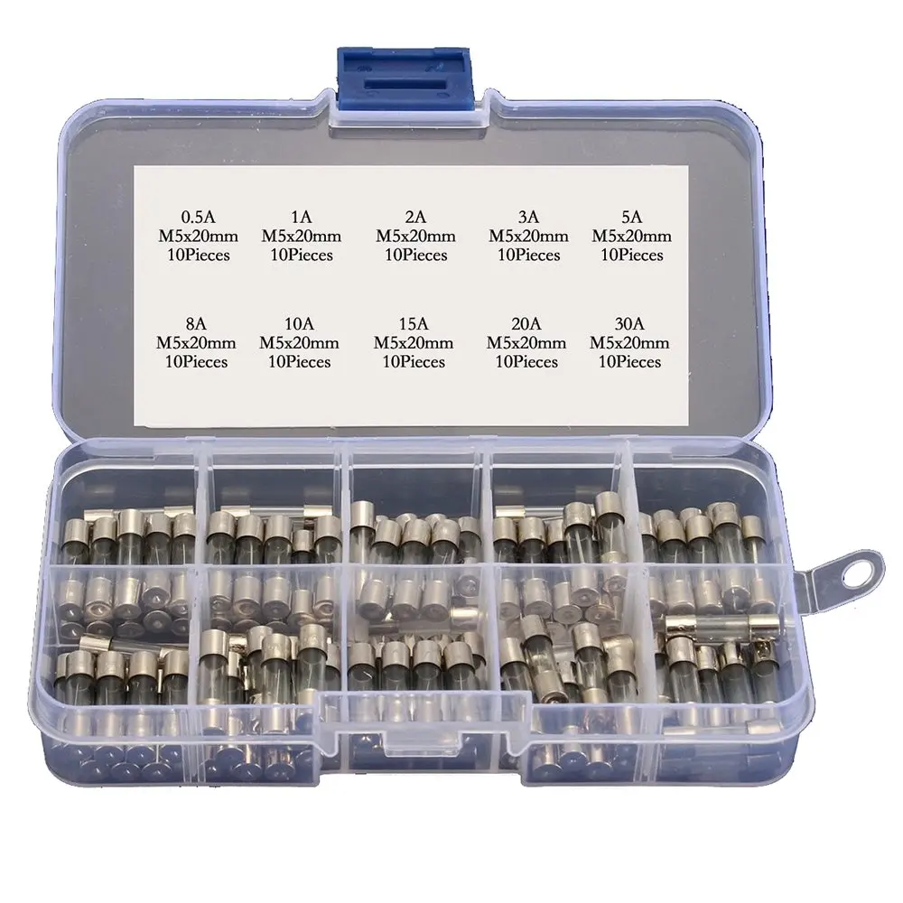 200pcs ( 5x20mm 6x30mm ) Fast-blow Quick Blow Glass Tube Fuses Assorted Set Kit 0.5A 1A 2A 3A 5A 8A 10A 15A 20A 30A