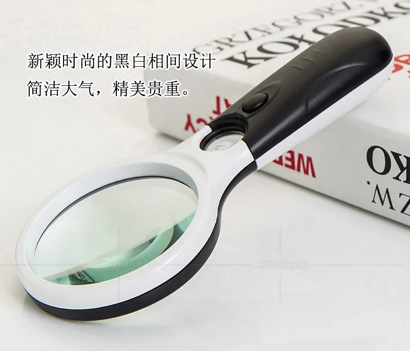 3X Handheld Educational Magnifier Illuminated Elderly Reading Magnifying Glass with 2 LED Lights Birthday Gift Loupe for Old Man