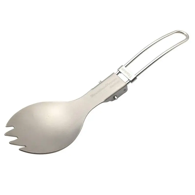 Portable Outdoor Camping Picnic Tableware Folding Titanium Spoon Combo Ultralight BBQ Titanium Spork