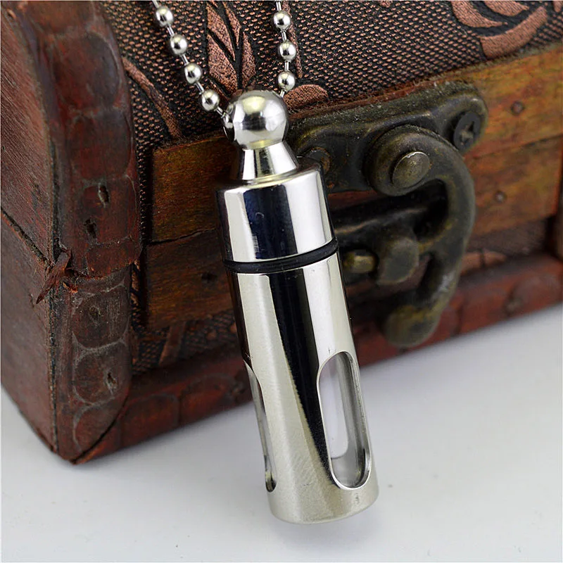 New Fashion Titanium Storage Bottle Perfume Bottles Necklace Glass Cylinder Tube Ashes Urn Lover Cremation Keepsake Jewelry