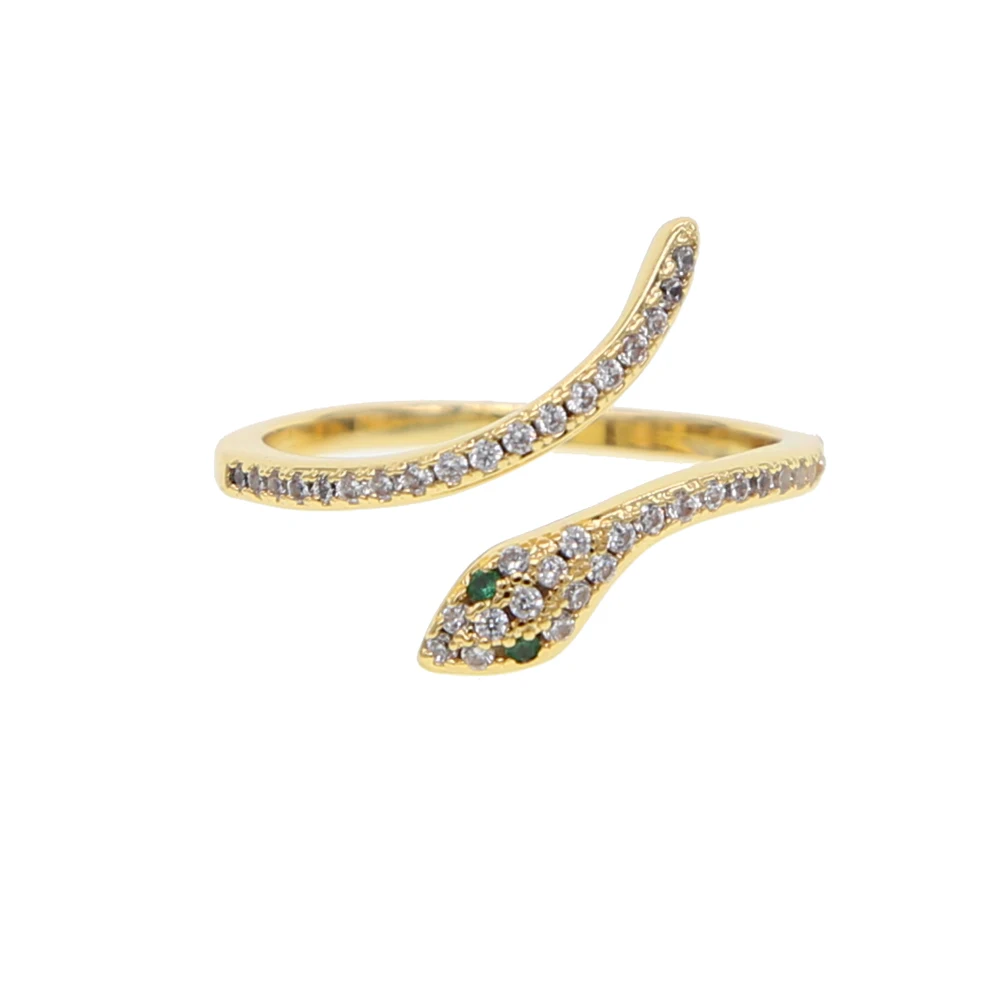 acero inoxidable joyeria mujer  stackable rings snake rings for women Gold Color clear CZ  Punk Rock Ring Animal Jewelry