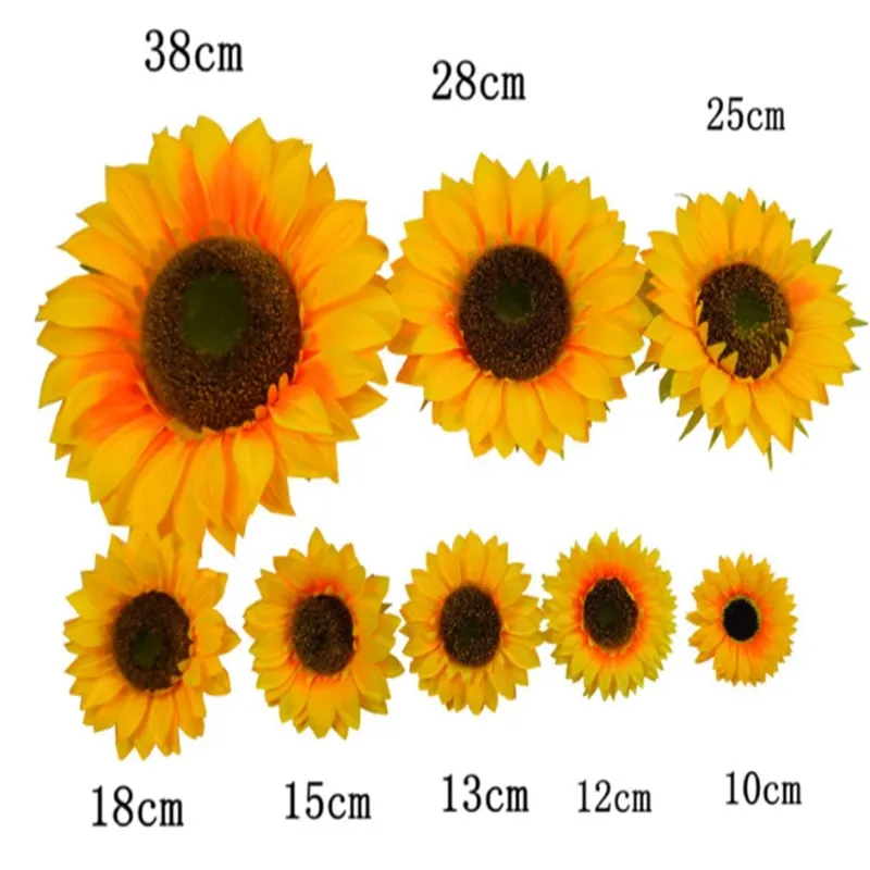 New Arrival Yellow Artificial Silk Sunflower Heads For Home Wedding Event DIY Decorations Supplies Many Size Available