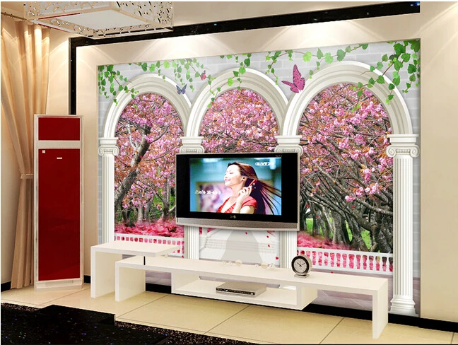 The custom 3D murals,Fantasy 3 d European cherry blossom scenery ,living room sofa TV wall bedroom wall paper