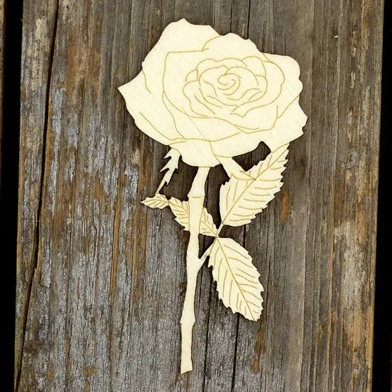 Wooden Rose Flower And Stem Craft Shapes  Plywood Flowers Plants And Tree