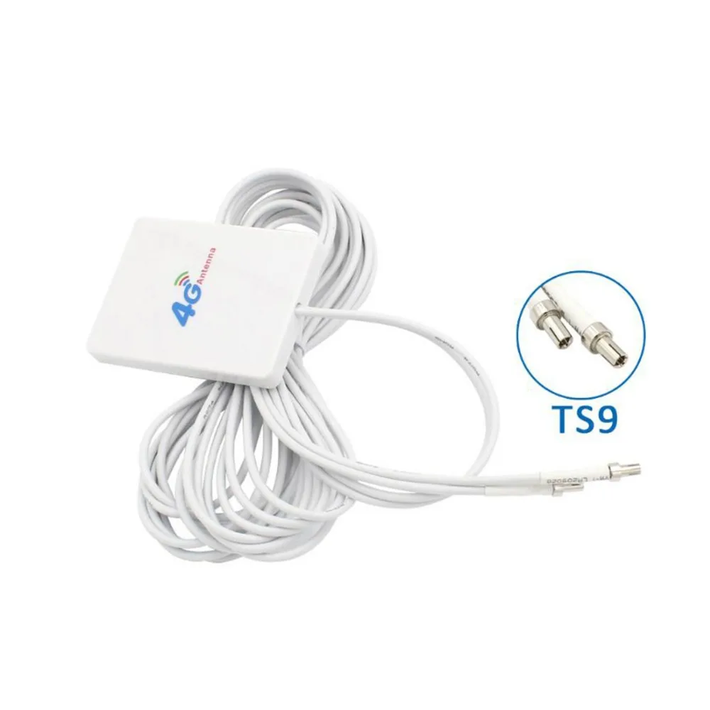 4G/3G LTE Aerial WiFi Small Panel Antenna 10dbi With 2 Extension Cables 3Meters Long TS9/CRC9/SMA Connector for 3G USB Modem