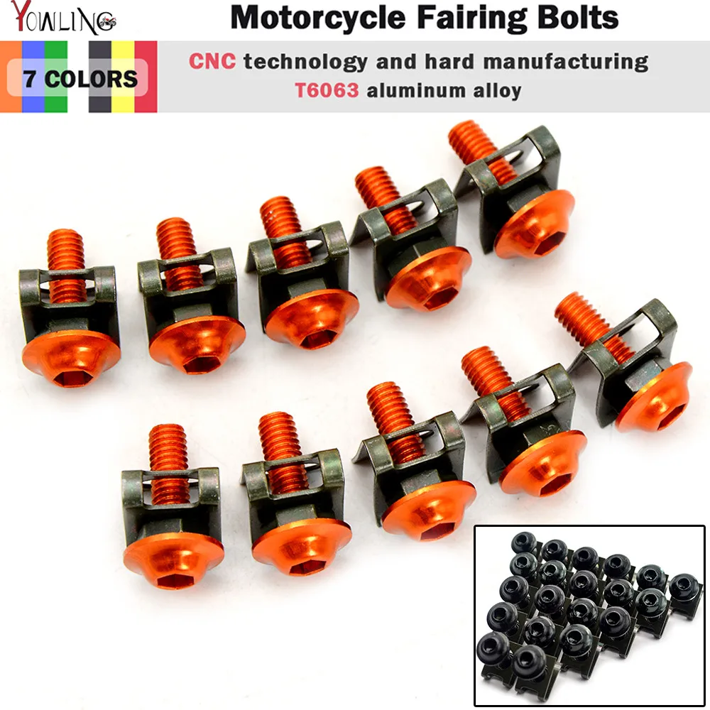 

10 pcs 6mm orange Universal CNC Motorcycle Accessories Fairing body work Bolts Screws For 390 200 125 990